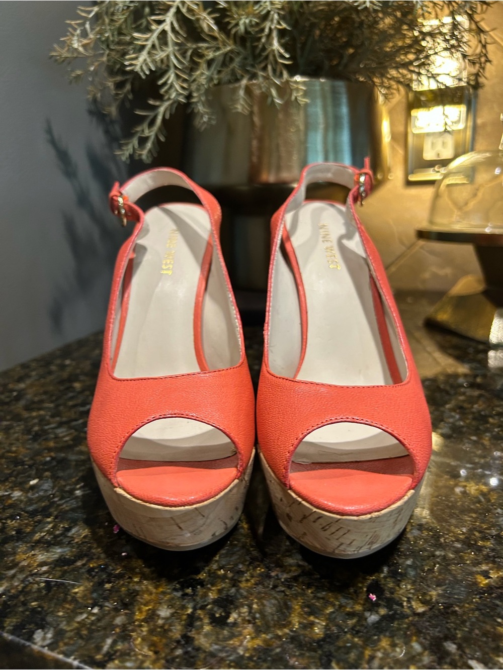 Nine West Coral Peep Toe Wedge Heels